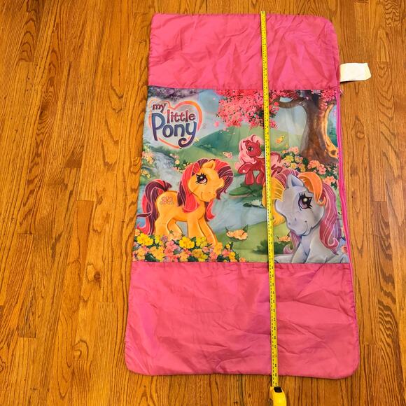 My Little Pony 2005 Sleeping Bag Pink Floral Horses Blanket Rainbow Zip Up - Picture 8 of 15